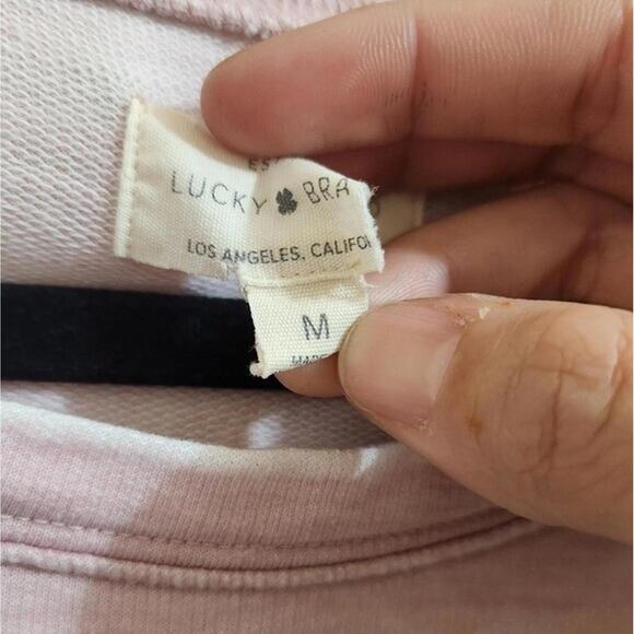 Lucky Brand Pink Oversize 3/4 Sleeve Asymmetrical graphic top size M - Picture 4 of 8